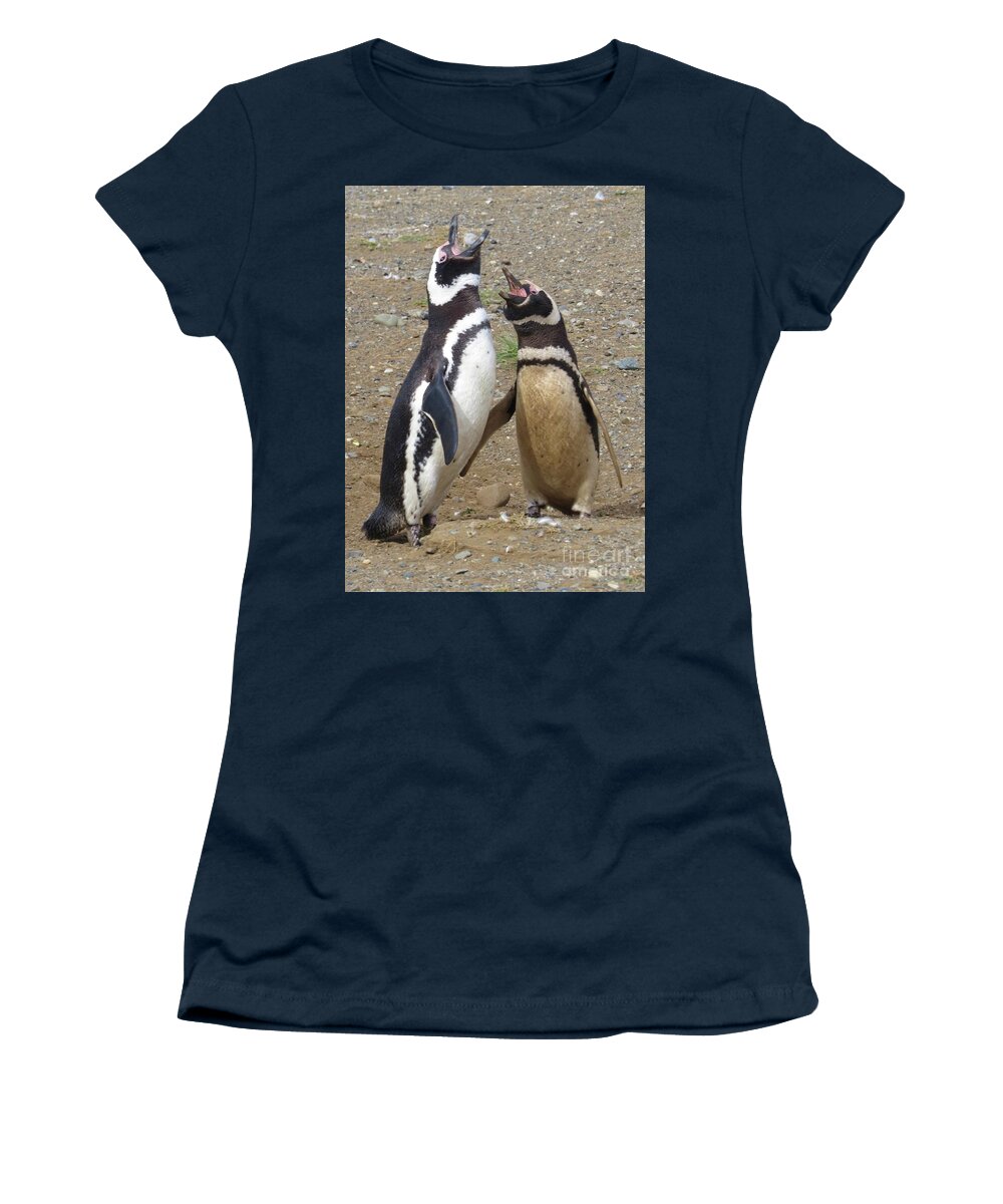 Penguins Women's T-Shirt featuring the photograph Sing a Happy Song by World Reflections By Sharon