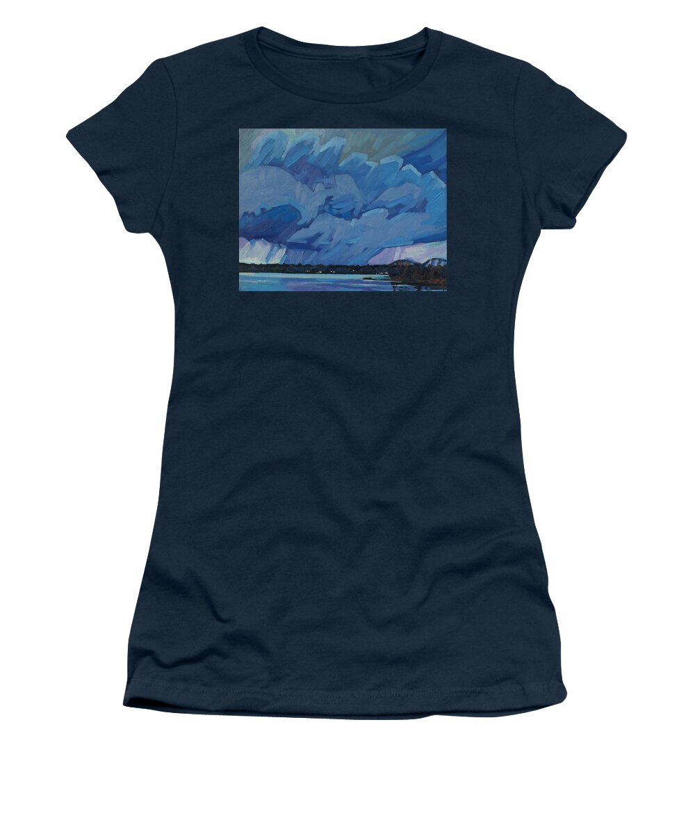 2577 Women's T-Shirt featuring the painting Singleton November Rain Squall by Phil Chadwick