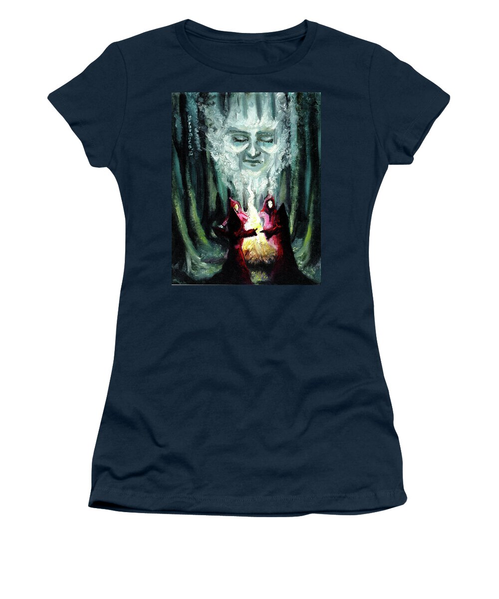 Witches Women's T-Shirt featuring the painting Sisters of the Night by Shana Rowe Jackson