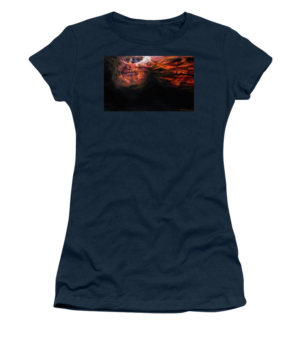  Women's T-Shirt featuring the painting Skulls, Study 7 by Veronica Huacuja