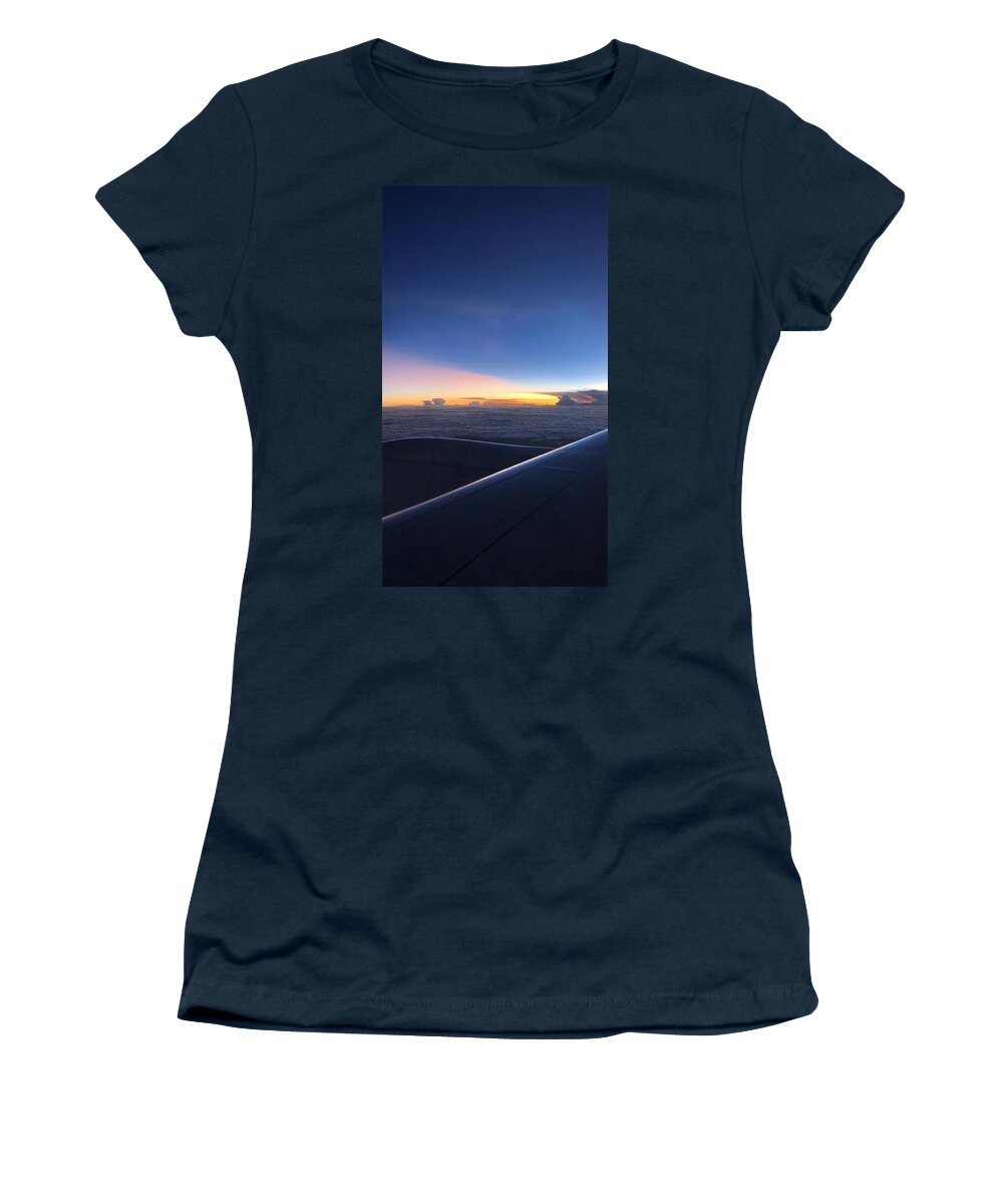 All Women's T-Shirt featuring the digital art Sky from a Plane KN39 by Art Inspirity