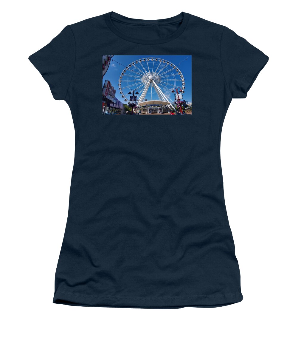Skywheel Niagara Falls Women's T-Shirt featuring the photograph Skywheel Niagara Falls - Canada by Michael Rucker