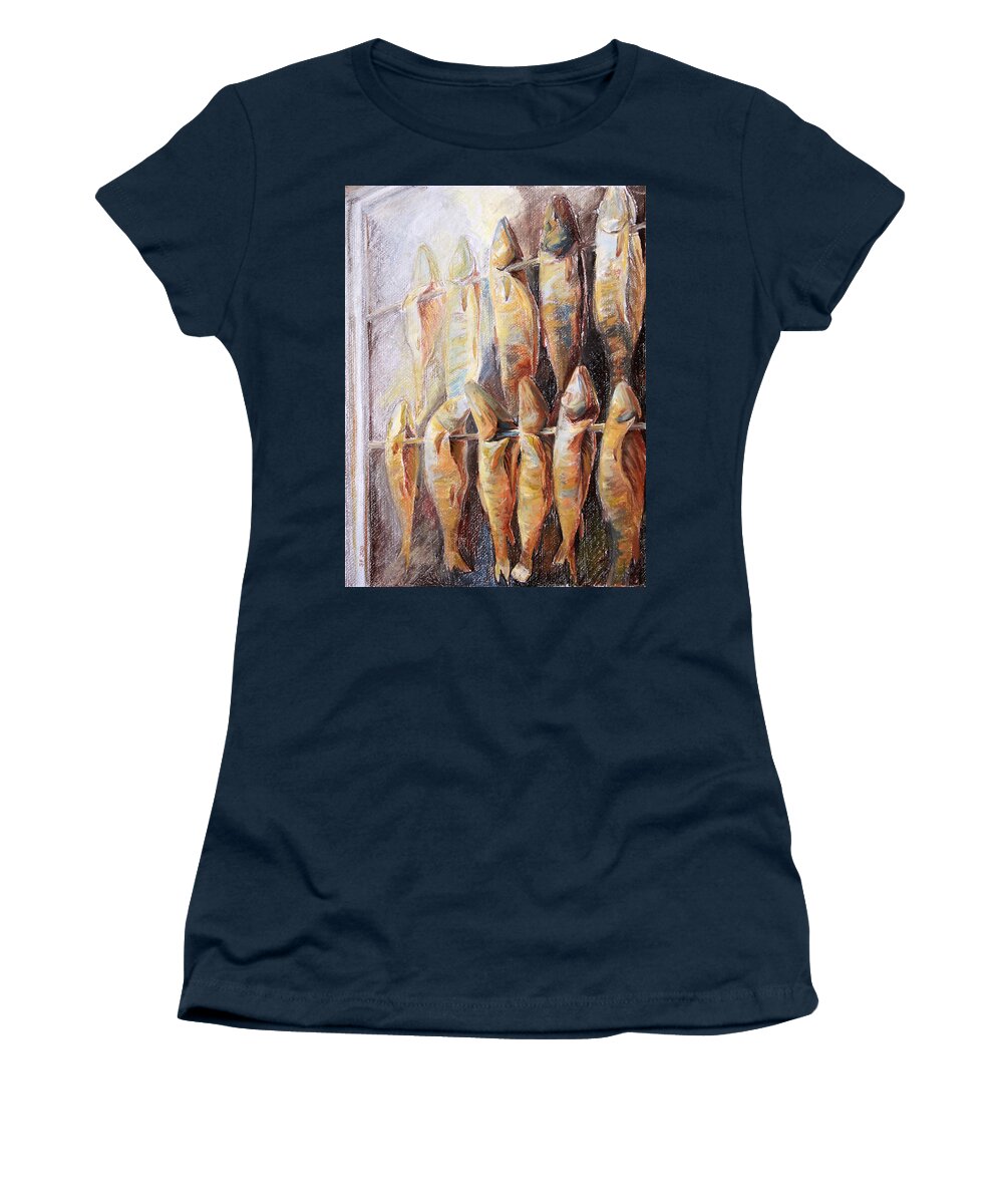 Trap Women's T-Shirt featuring the pastel Smoked Fish by Barbara Pommerenke