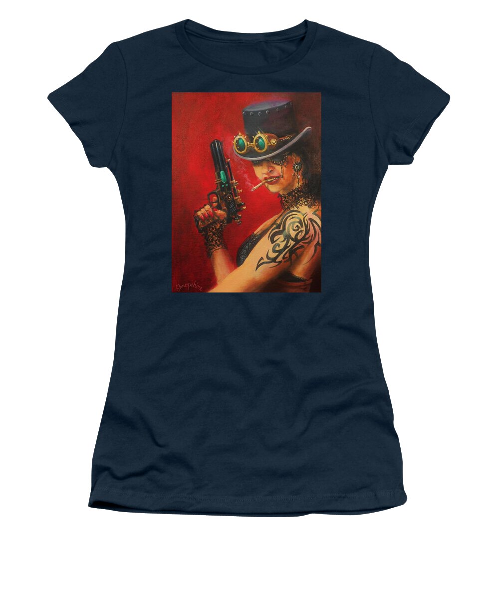 Art Noir Women's T-Shirt featuring the painting Smokin' Hot by Tom Shropshire
