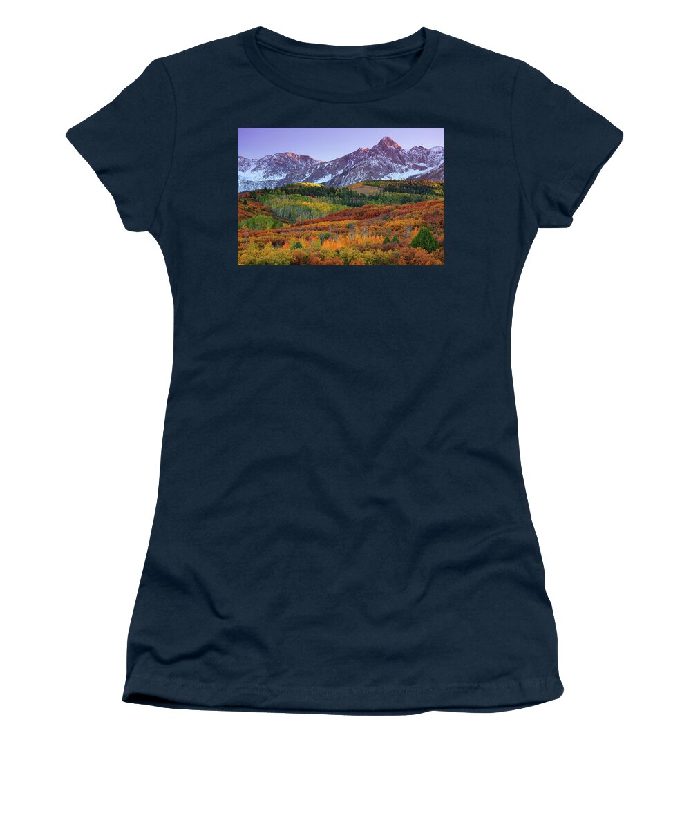 Sneffels Women's T-Shirt featuring the photograph Sneffels Sunset by Darren White