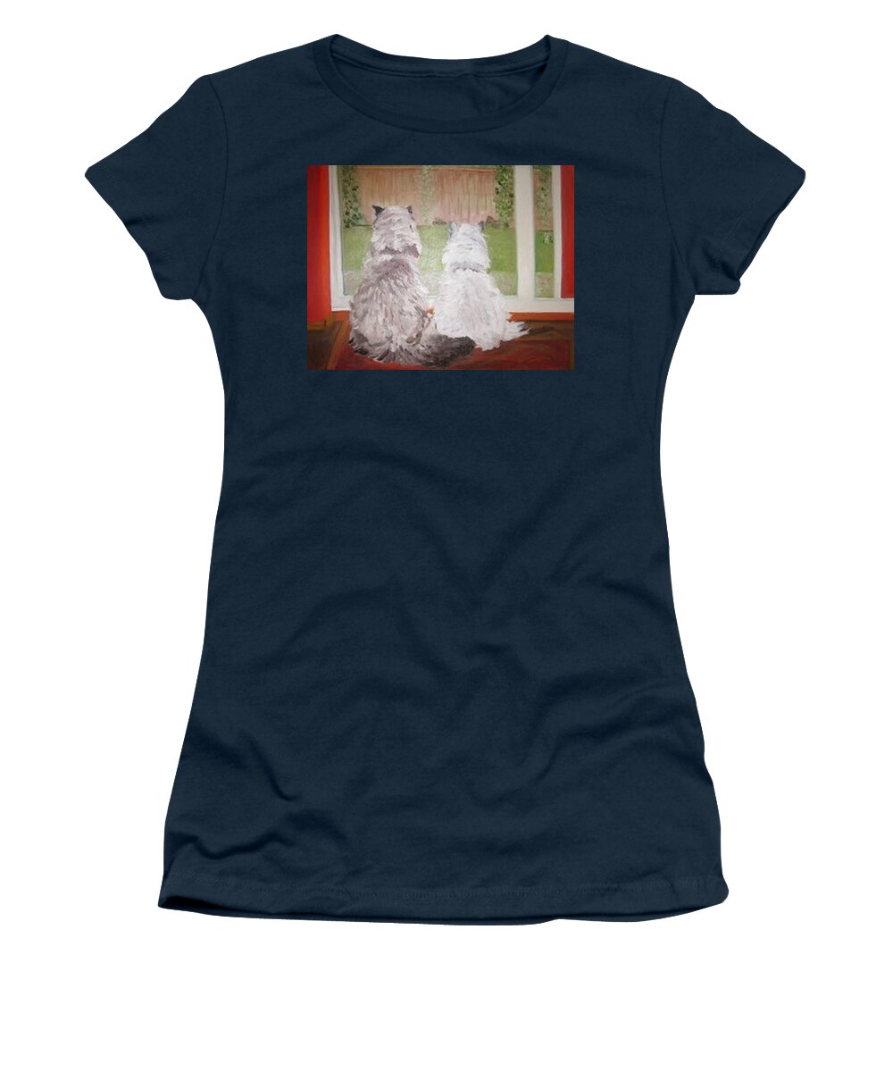 Himalayans Women's T-Shirt featuring the painting Sookie and Sebastian by Juliette Becker