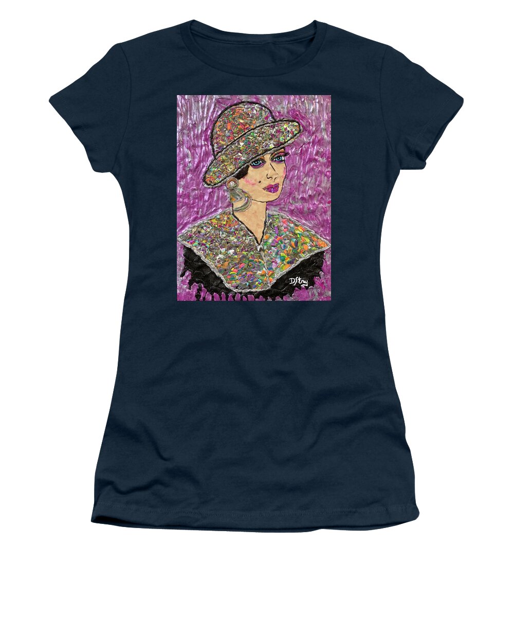Polymer Clay Women's T-Shirt featuring the mixed media Sophisticated Lady by Deborah Stanley