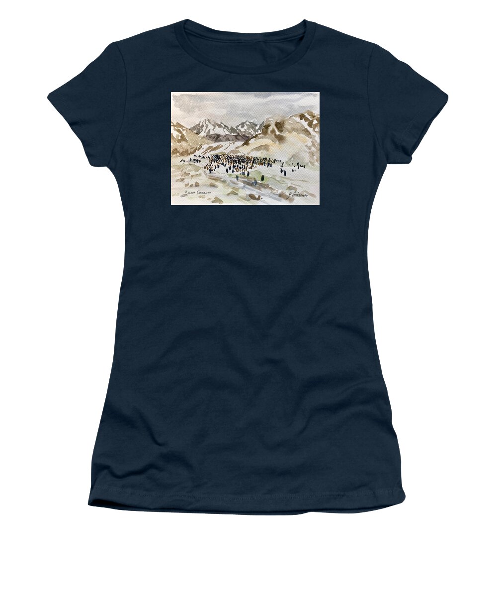 Antarctica Women's T-Shirt featuring the painting South Georgia by Yvonne Ankerman