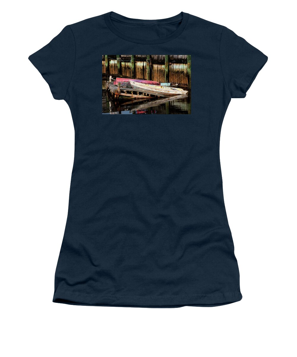 Acadia Women's T-Shirt featuring the photograph Southwest Harbor Dinghies by Andy Crawford