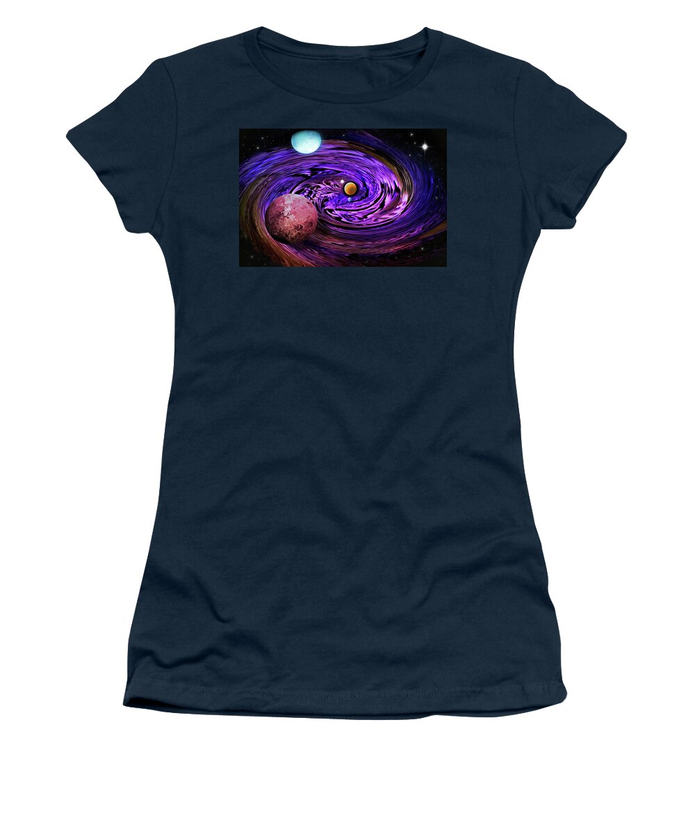 Art Women's T-Shirt featuring the digital art Space Adventures Into the Darkness by Artful Oasis