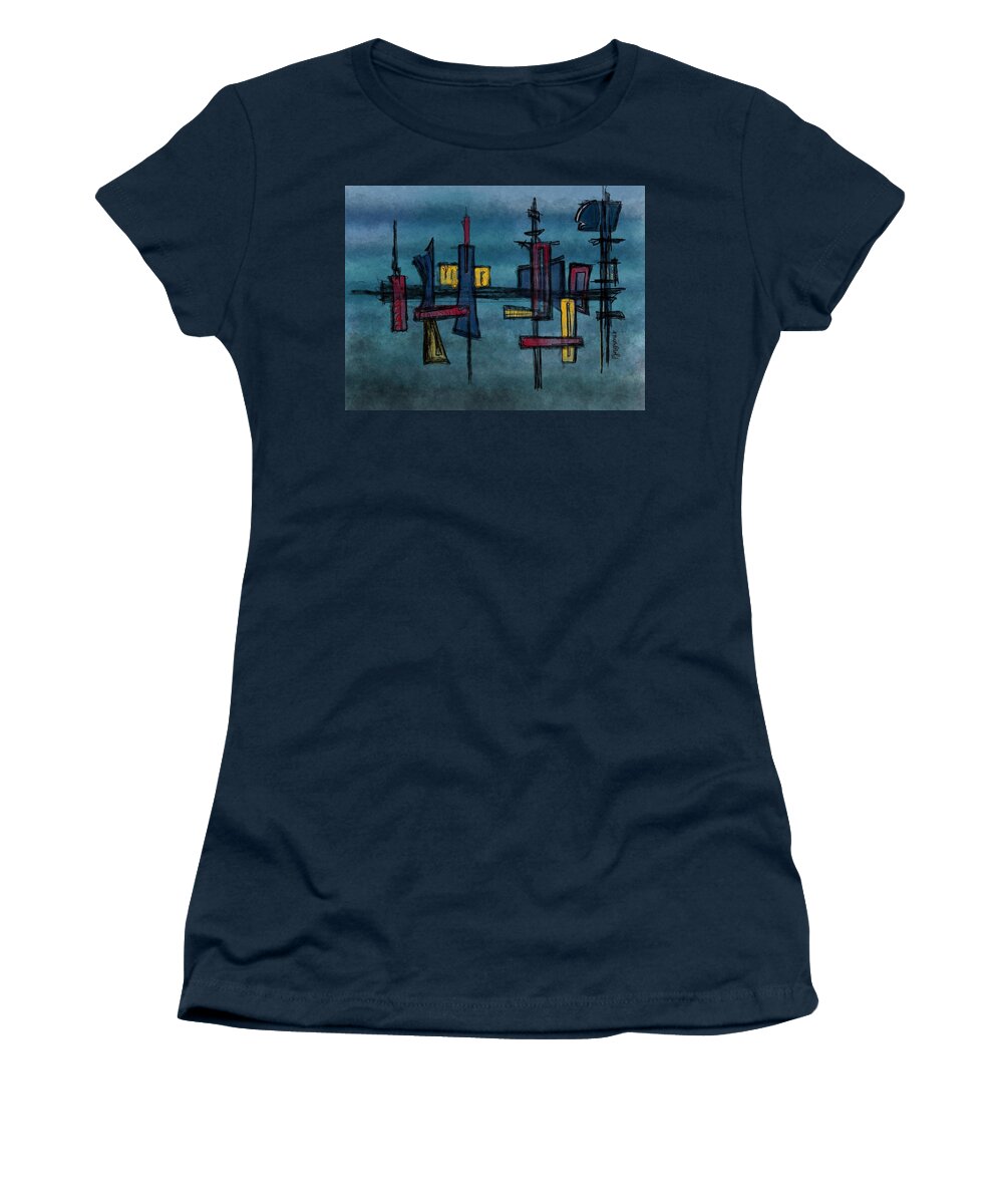 Spacecrafts Women's T-Shirt featuring the digital art Spacecrafts by Ljev Rjadcenko