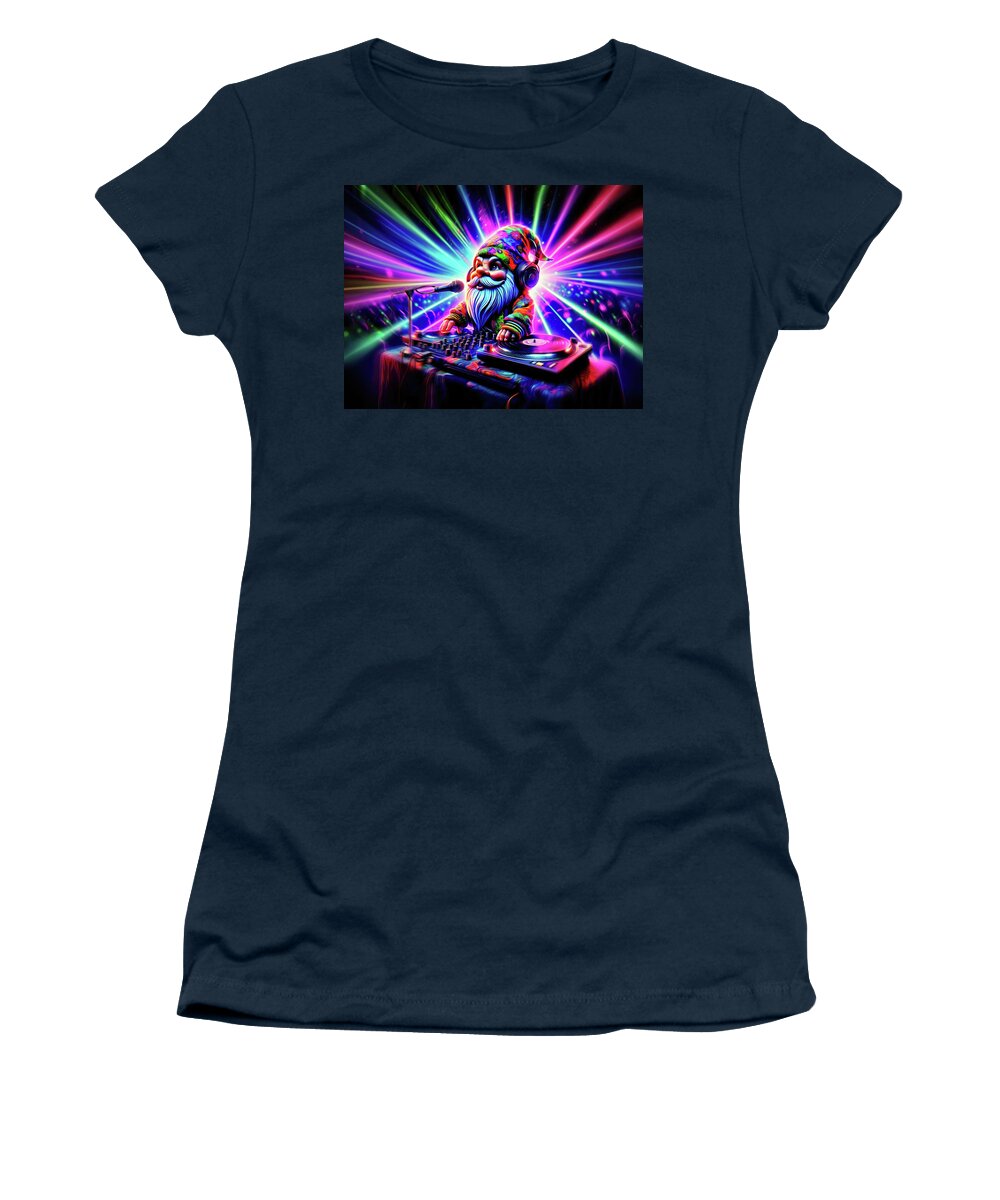 Dj Gnome Women's T-Shirt featuring the digital art Spinmaster Gnomes A Lot by Bill And Linda Tiepelman