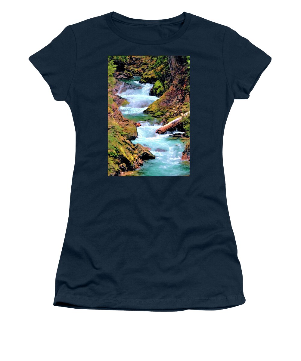 Fine Art Women's T-Shirt featuring the photograph Spring Cascade by Greg Sigrist