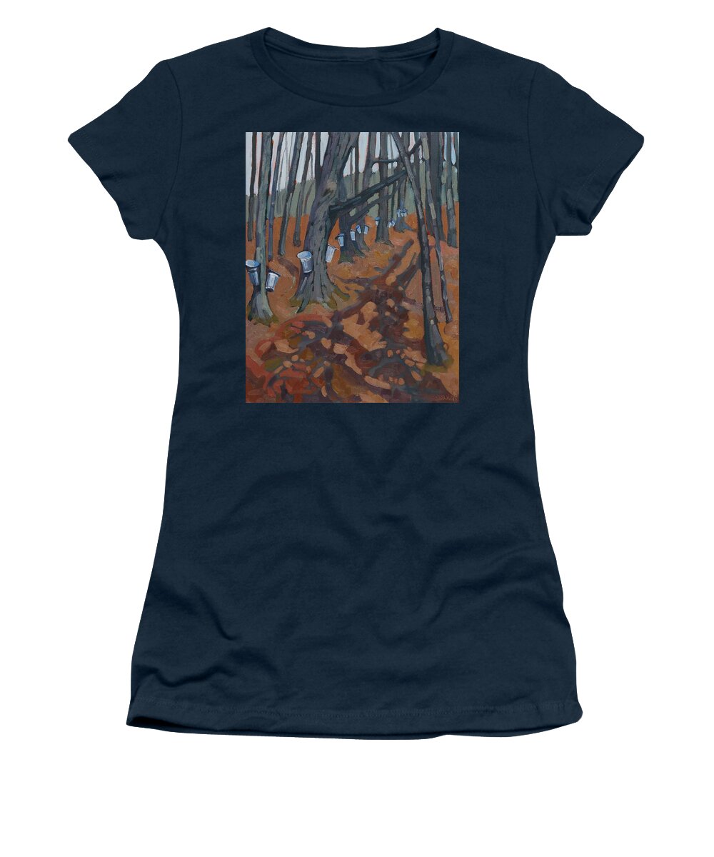 2635 Women's T-Shirt featuring the painting Spring in the Maple Woods by Phil Chadwick