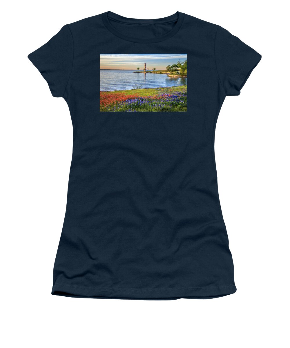 Bluebonnets Women's T-Shirt featuring the photograph Spring Wildflowers of Lake Buchanan by Lynn Bauer