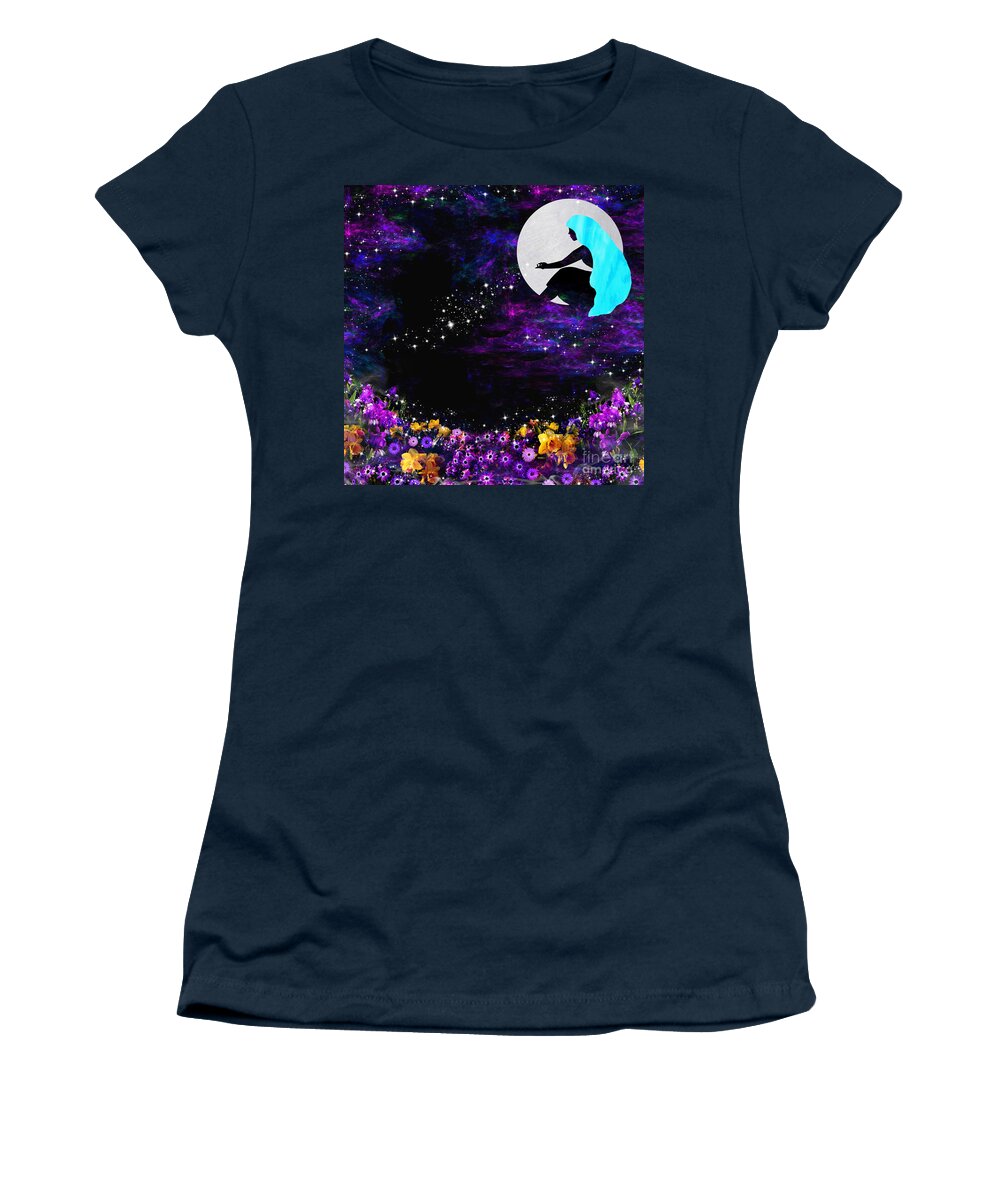 Sprinkling Stardust Women's T-Shirt featuring the mixed media Sprinkling Stardust by Diamante Lavendar