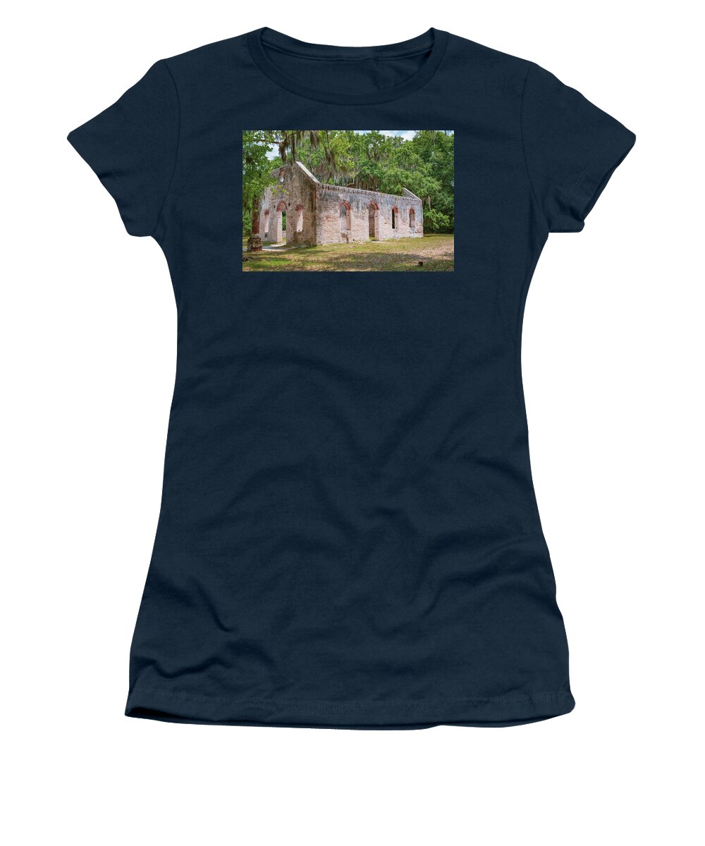 St Helena Island Women's T-Shirt featuring the photograph St. Helena Island Chapel of Ease 10 by Cindy Robinson
