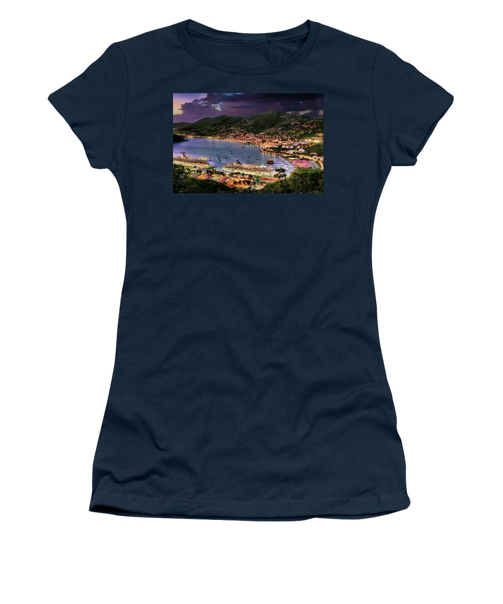 Hdr Women's T-Shirt featuring the photograph St Thomas Nights by Gary Felton