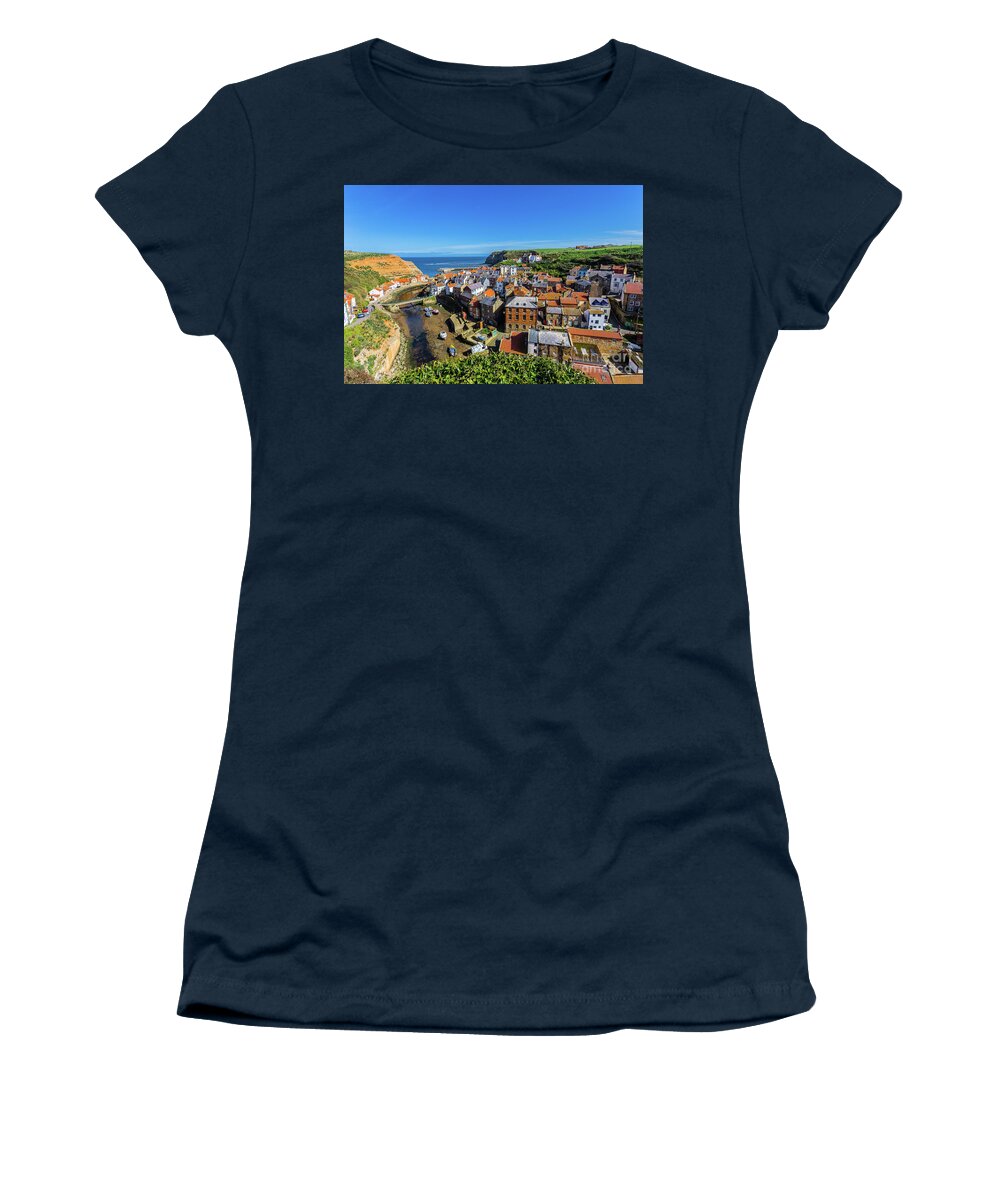 England Women's T-Shirt featuring the photograph Staithes, North Yorkshire by Tom Holmes Photography
