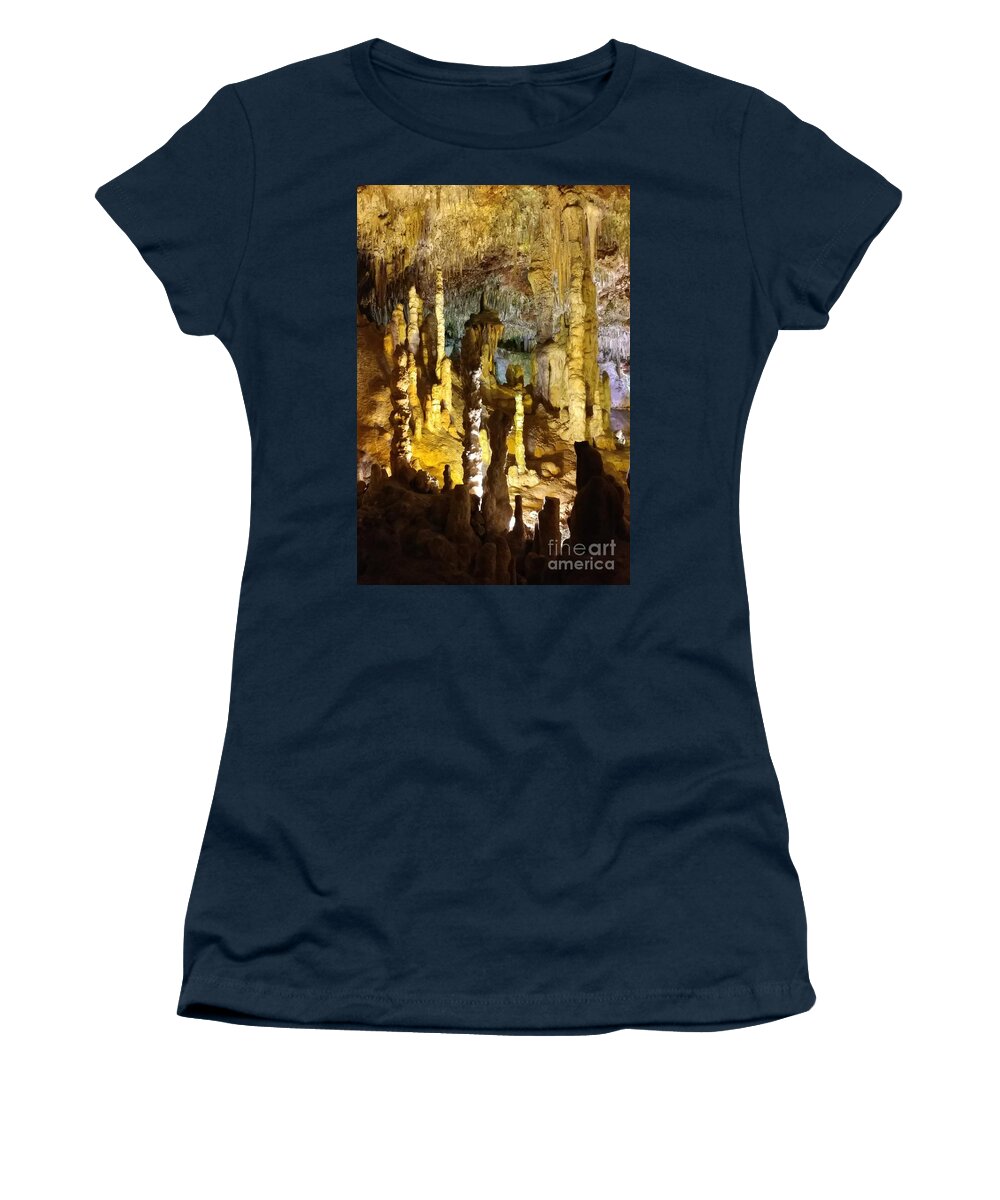 Stalagmites Women's T-Shirt featuring the photograph Stalagmites by Elena Pratt