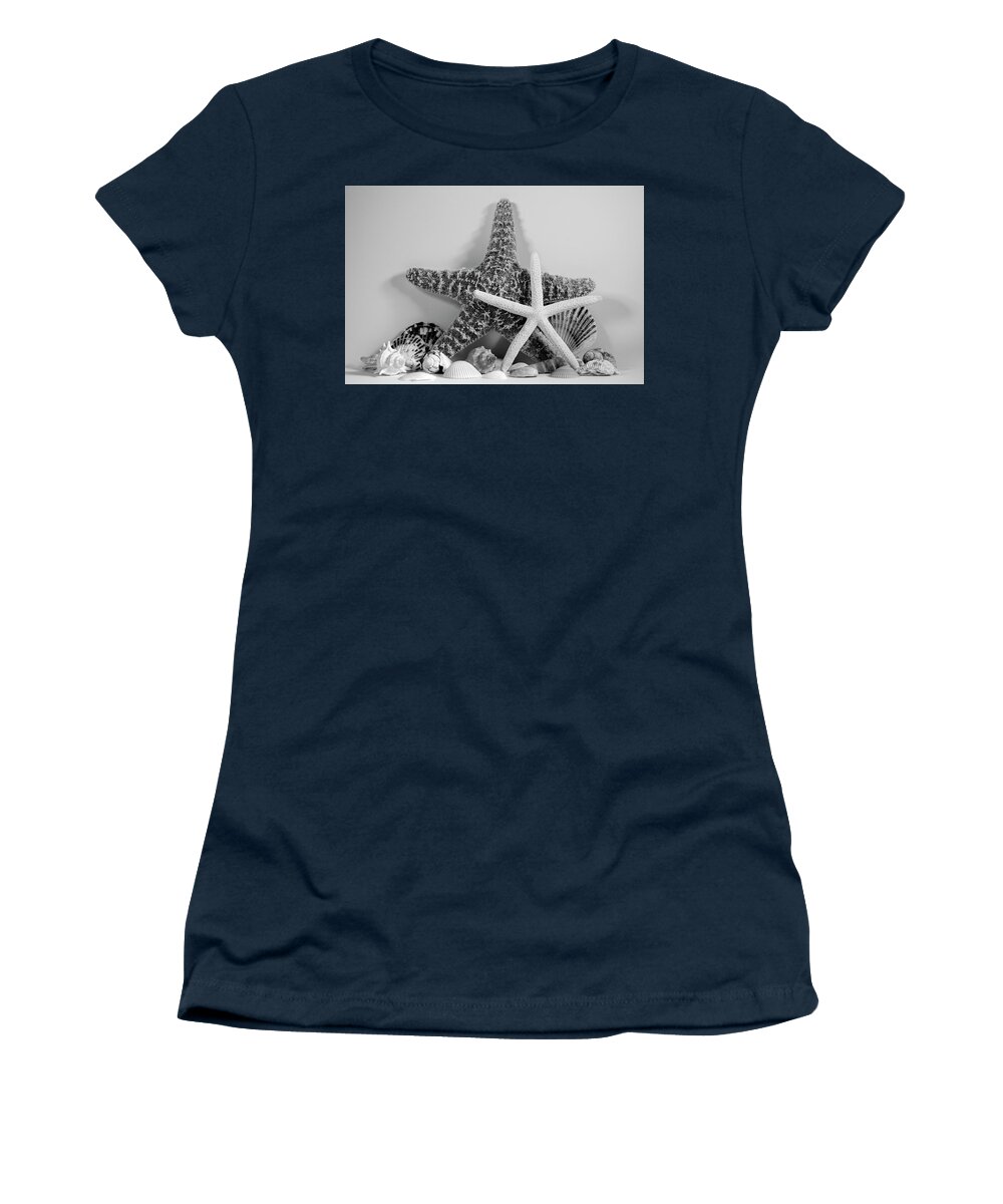 Starfish Women's T-Shirt featuring the photograph Starfishes and Seashells 3 by Angie Tirado