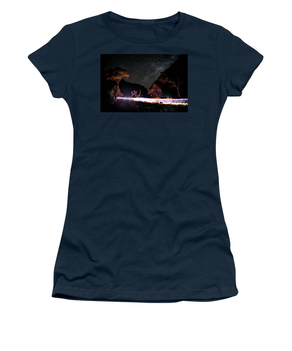 Starry Women's T-Shirt featuring the photograph Starry Sky and North Kaibab Trail - Grand Canyon by Amazing Action Photo Video