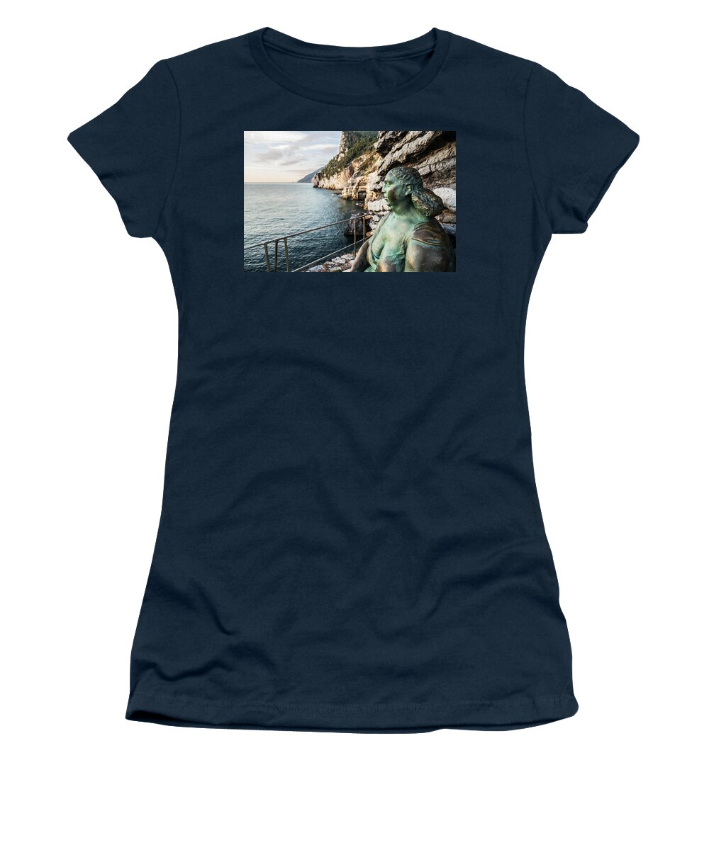 Cinque Terre Women's T-Shirt featuring the photograph Statue of Mater Naturae by Fabiano Di Paolo