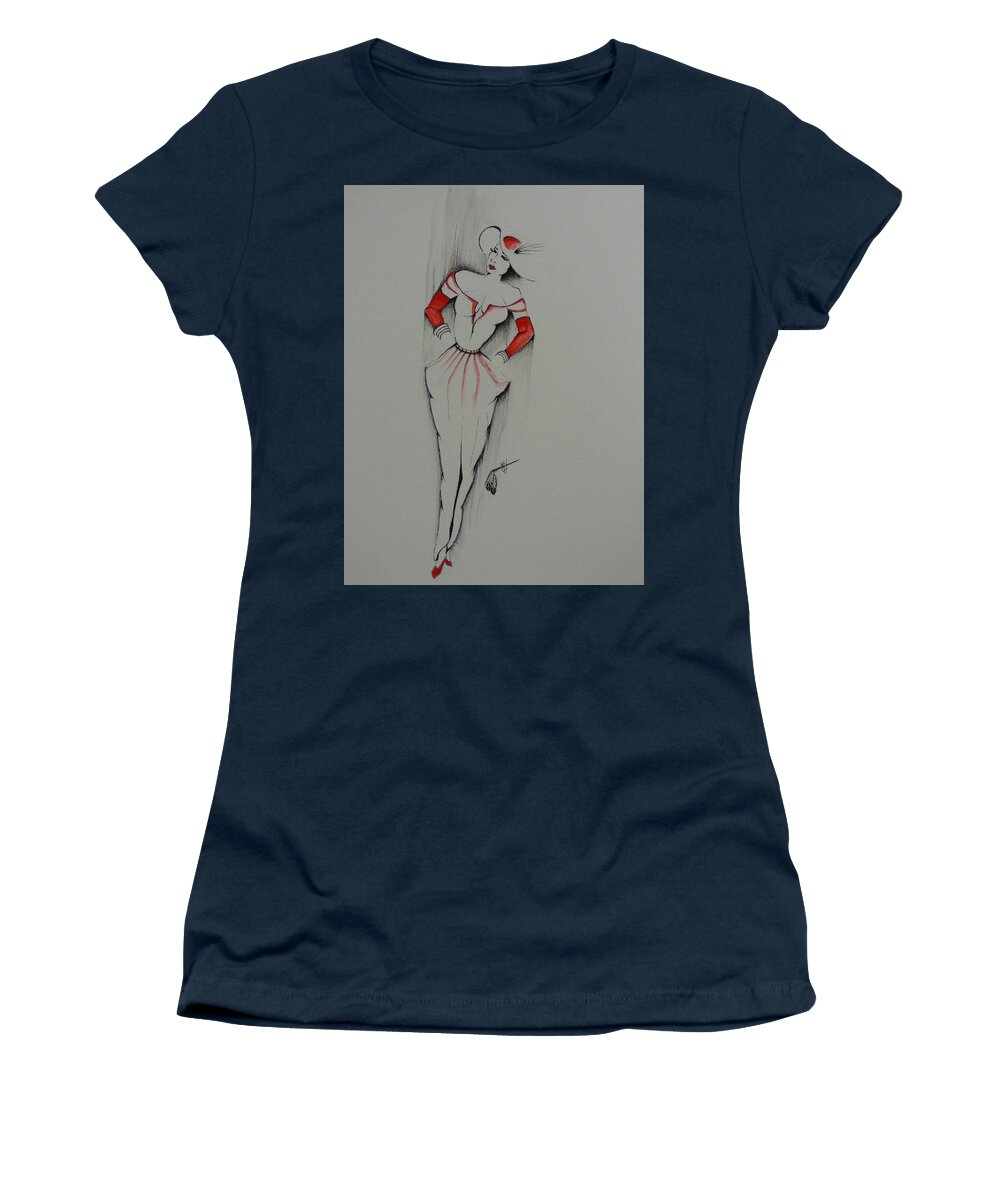 Stepping Women's T-Shirt featuring the painting Stepping in Style by Kem Himelright