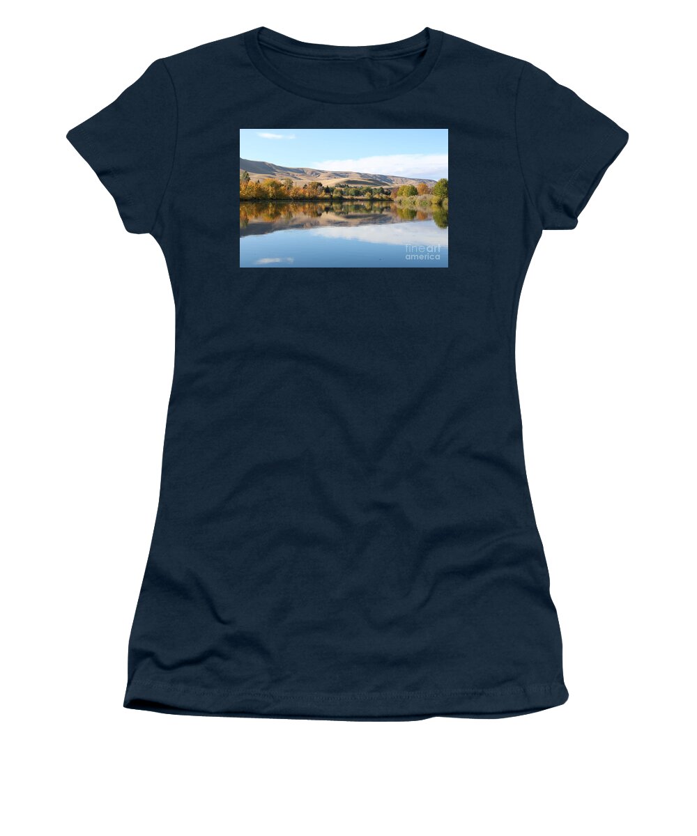 Fall Women's T-Shirt featuring the photograph Still Yakima River in Autumn by Carol Groenen