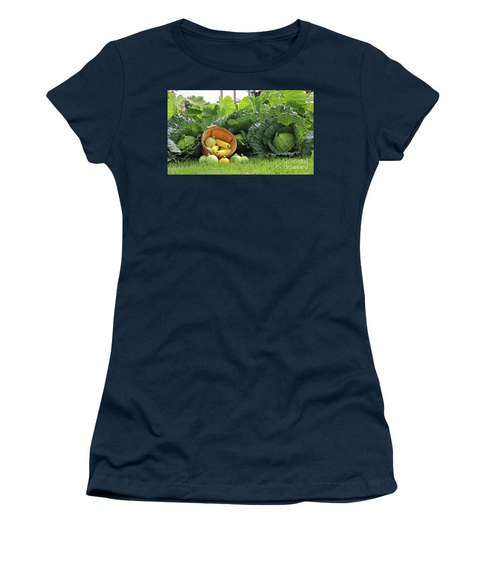 Harvest Women's T-Shirt featuring the photograph Summer Squash and Savoy Cabbage Harvest 2331 by Jack Schultz