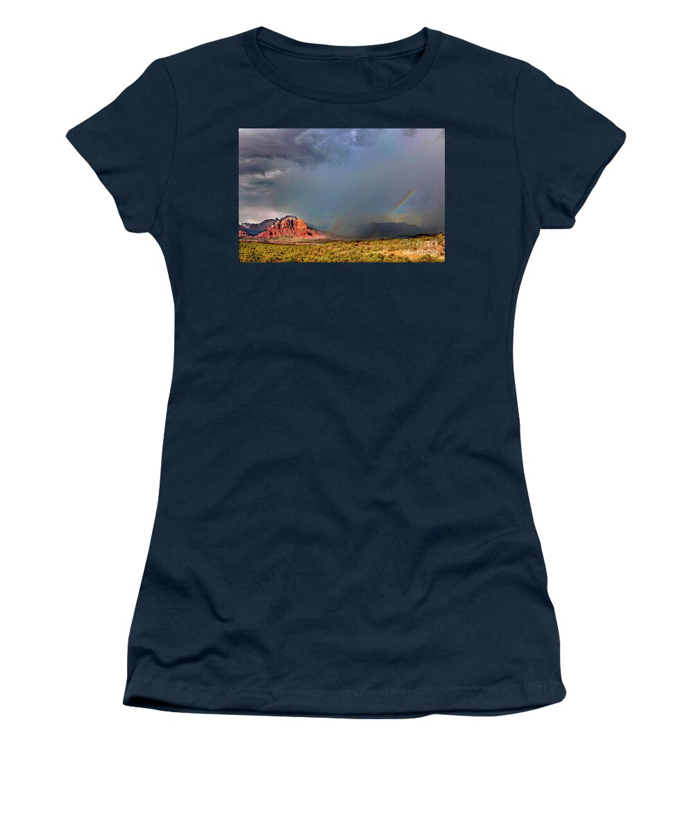 Davw Welling Women's T-Shirt featuring the photograph Summer Storm Back Of Zion Near Hurricane Utah by Dave Welling