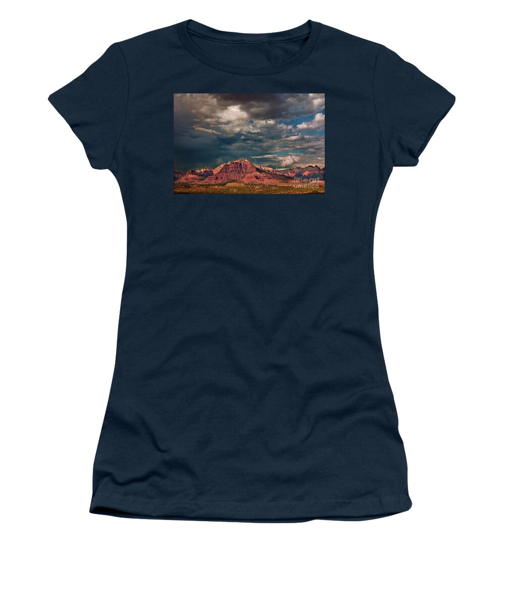 Davw Welling Women's T-Shirt featuring the photograph Summer Storm Zion National Park Utah by Dave Welling