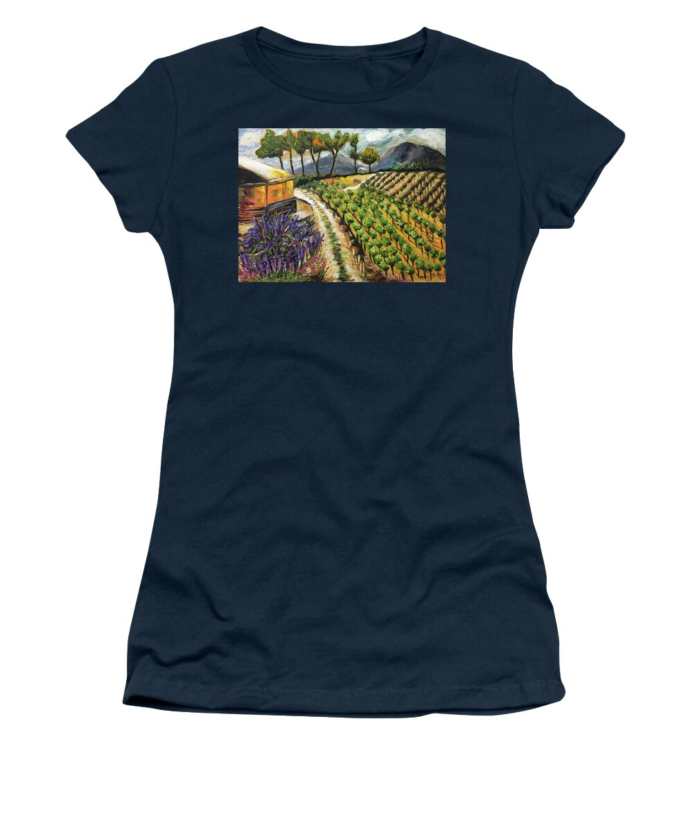 Temecula Women's T-Shirt featuring the painting Summer Vines by Roxy Rich