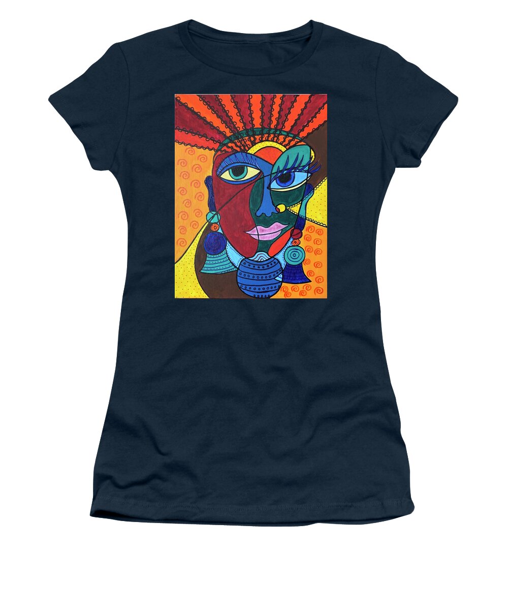 Cubism Women's T-Shirt featuring the painting Sun Rays by Raji Musinipally