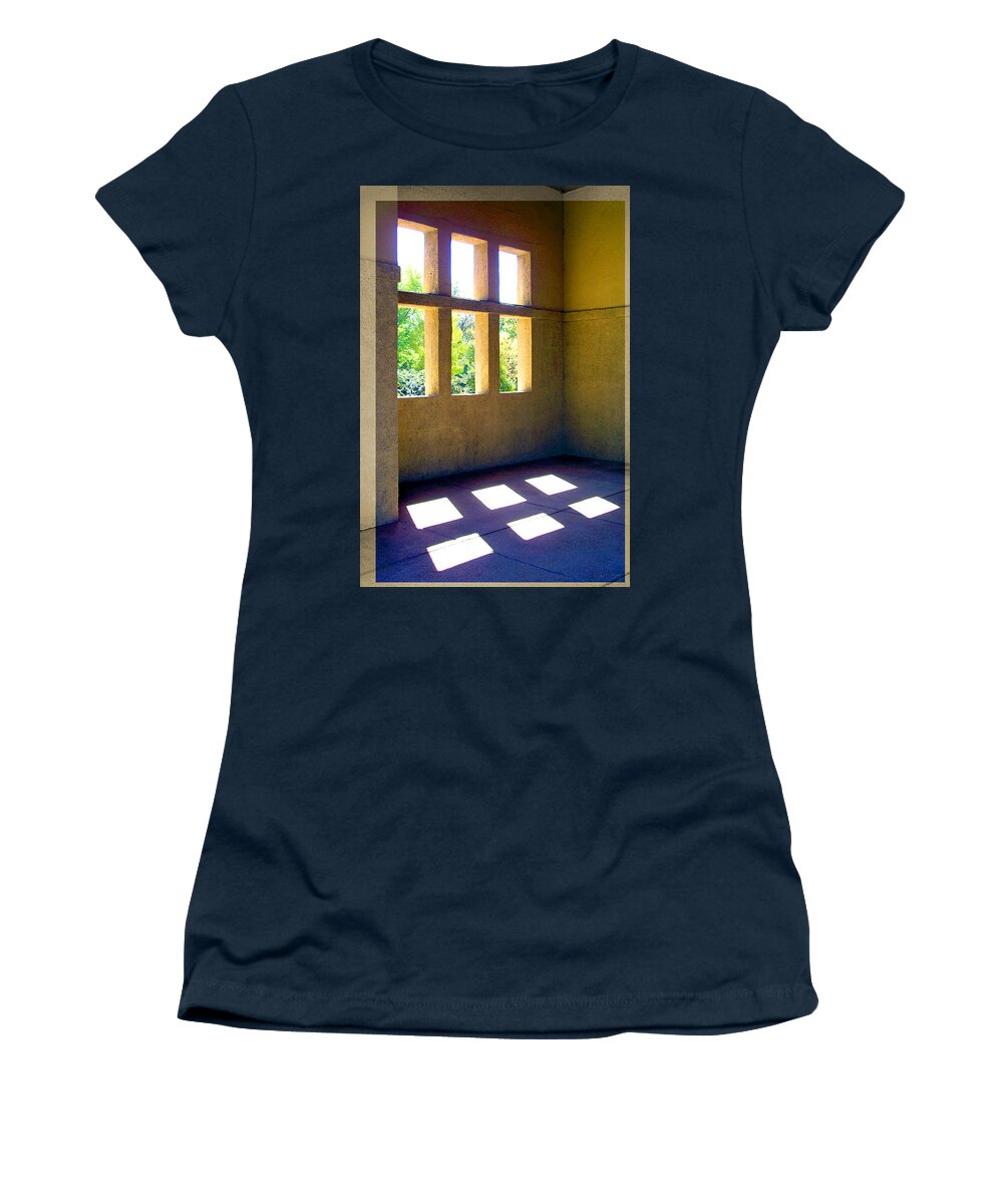 Architecture Women's T-Shirt featuring the photograph Sun Thru Windows Adobe Architecture by Patrick Malon