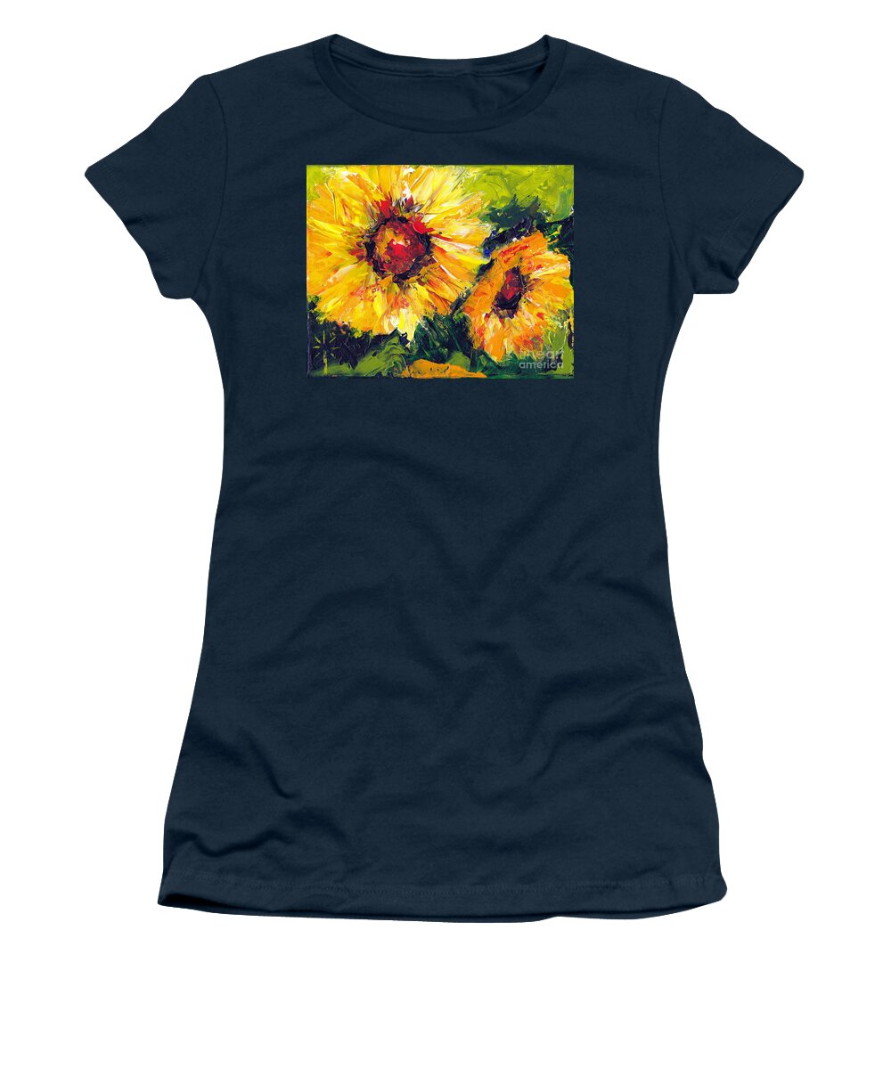 Garden Women's T-Shirt featuring the painting Sunny Times Three by Jodie Marie Anne Richardson Traugott     aka jm-ART