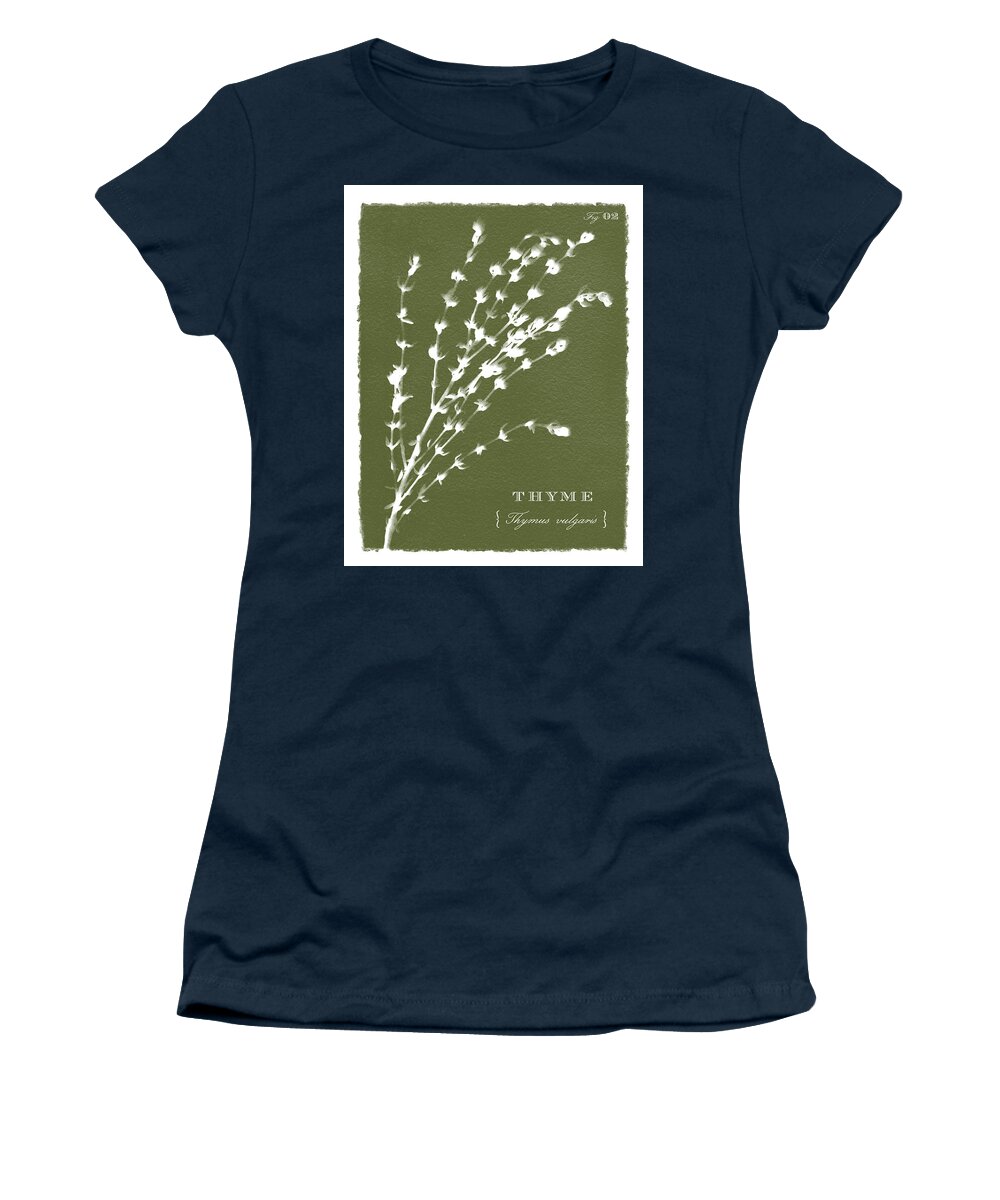 Olive Women's T-Shirt featuring the painting Sunprinted Herbs in Green - Thyme - Art by Jen Montgomery by Jen Montgomery