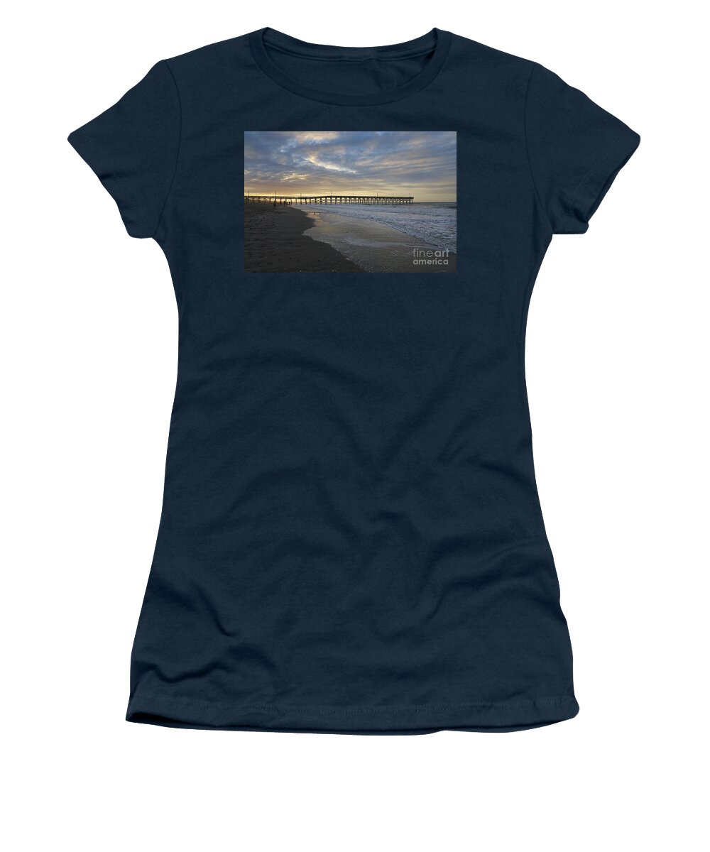 Sunrise Women's T-Shirt featuring the photograph Sunrise at Holden Beach Pier 6549 by Jack Schultz