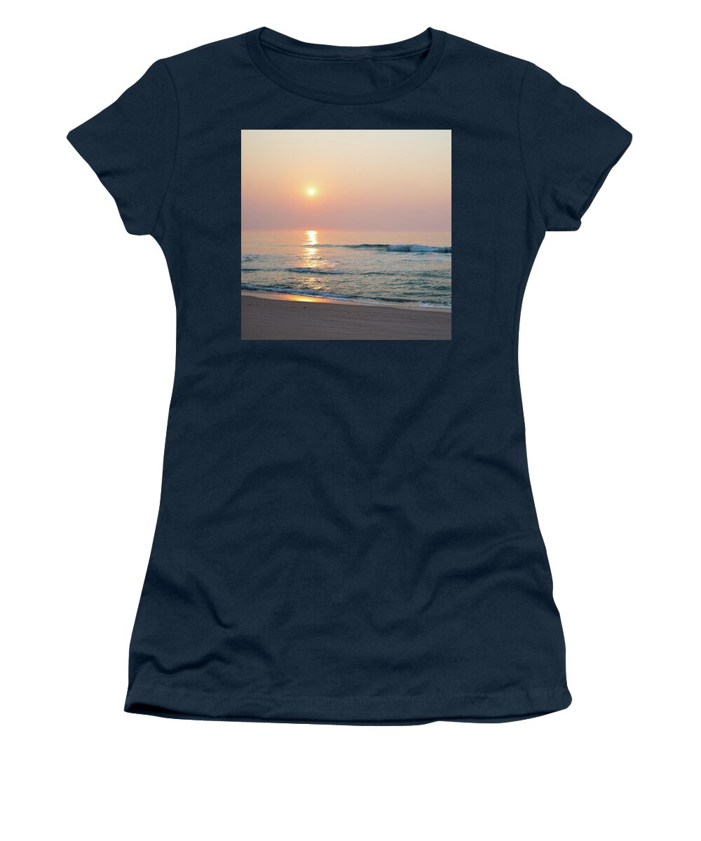 Beach Women's T-Shirt featuring the photograph Sunrise Reflections over the Ocean by Matthew DeGrushe