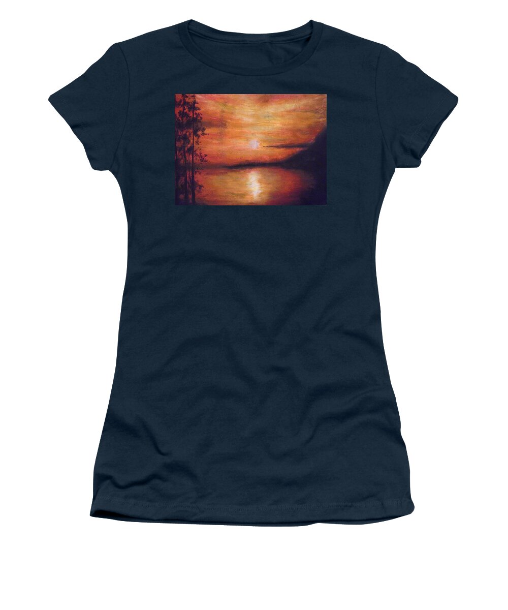 Sunset Women's T-Shirt featuring the painting Sunset Addiction by Jen Shearer