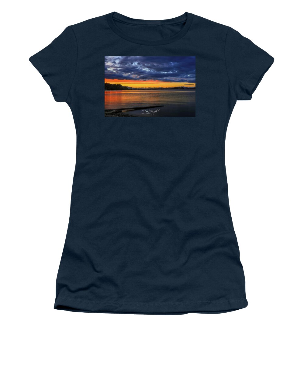 Sunset Women's T-Shirt featuring the photograph Sunset at Fidalgo Bay by Mark Joseph