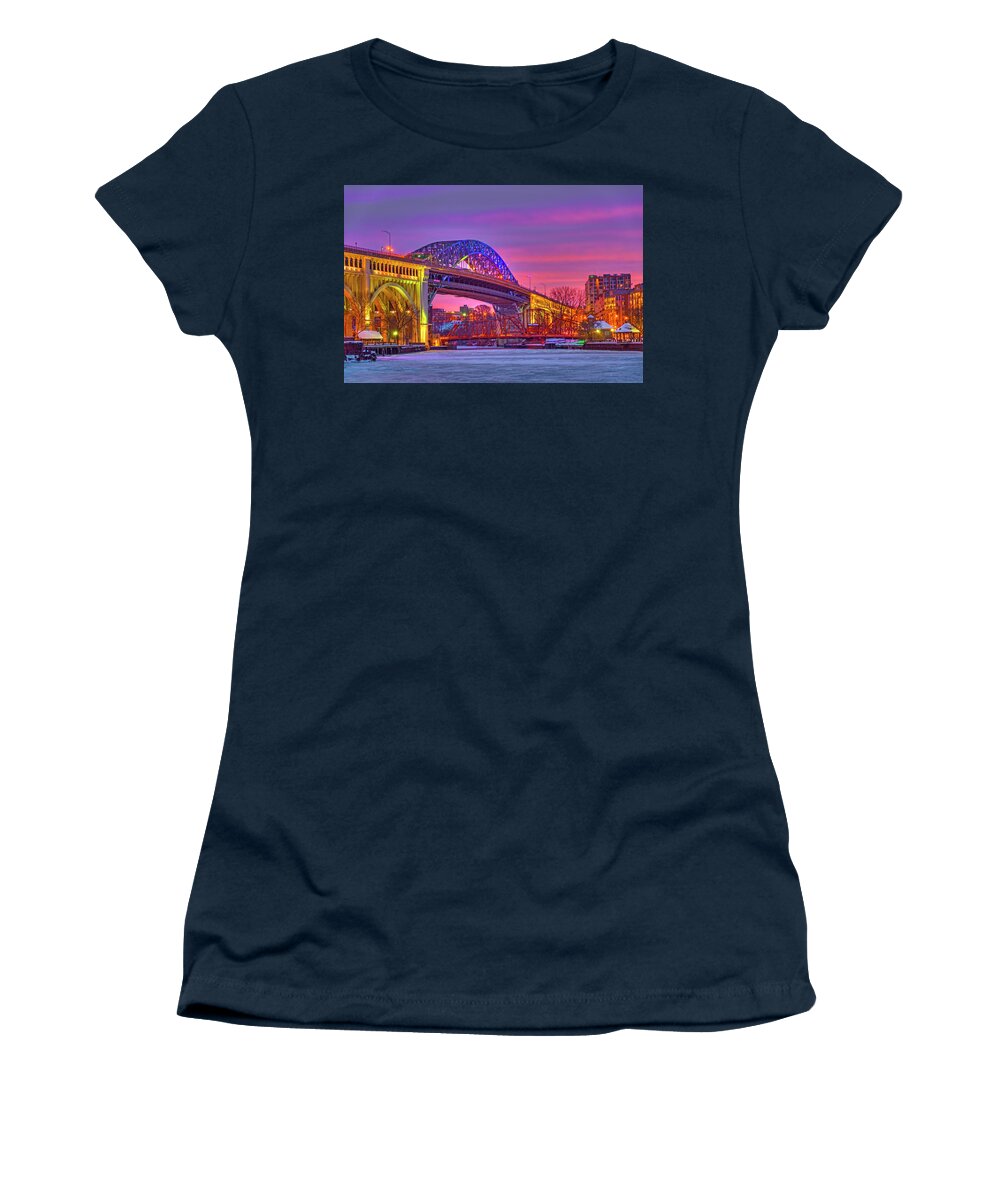 Sunset At Settlers Landing Women's T-Shirt featuring the photograph Sunset at Settlers Landing by Carolyn Hall