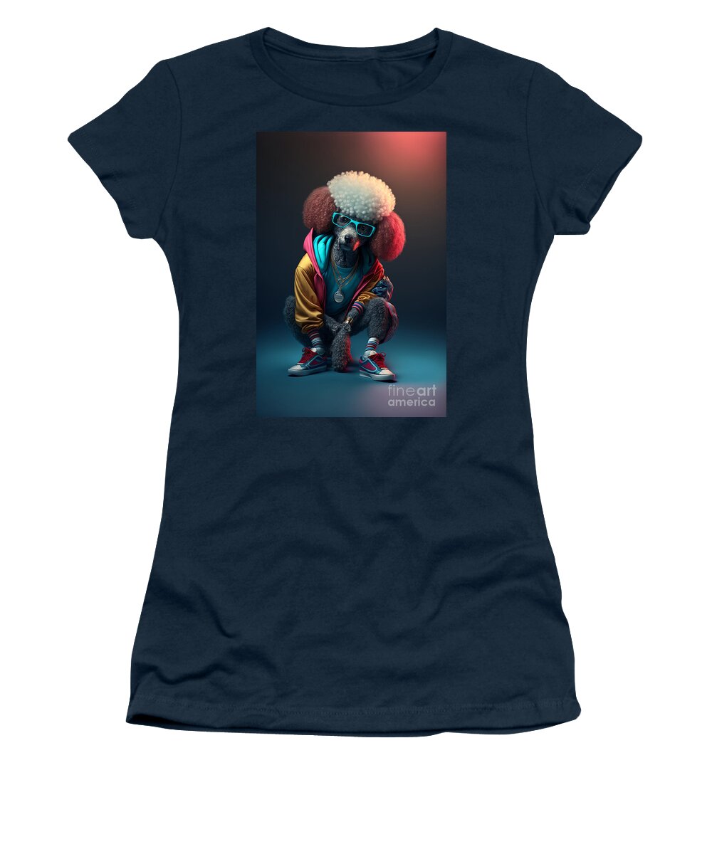 Sup Dawgg Women's T-Shirt featuring the mixed media Sup Dawgg Poodle by Jay Schankman