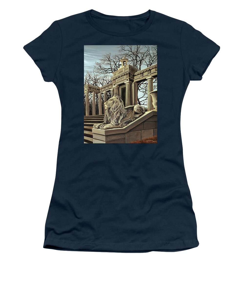 Architectural Landscape Women's T-Shirt featuring the painting Swope Monument by George Lightfoot