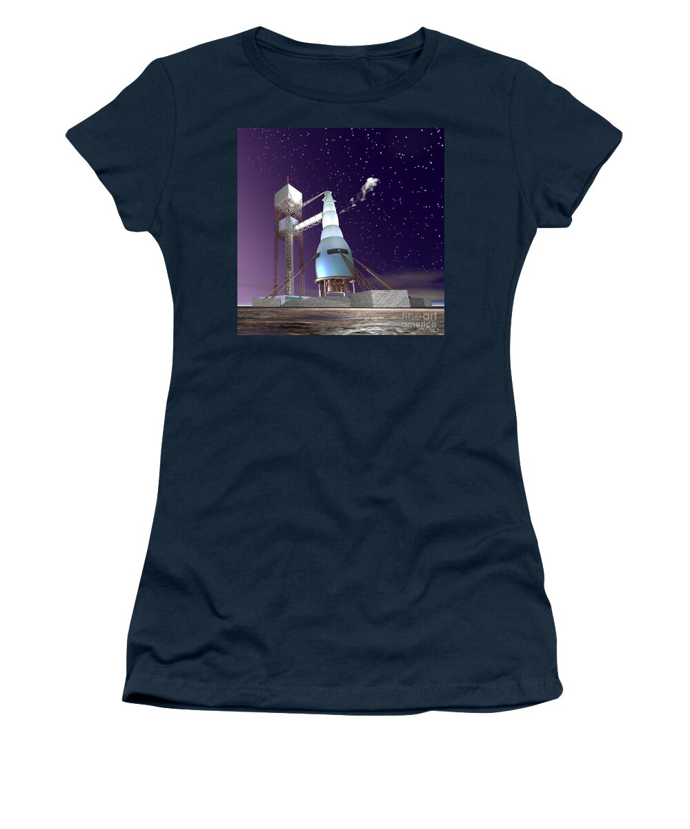 Science Fiction Women's T-Shirt featuring the digital art T Minus 5 Minutes To Mars by Walter Neal