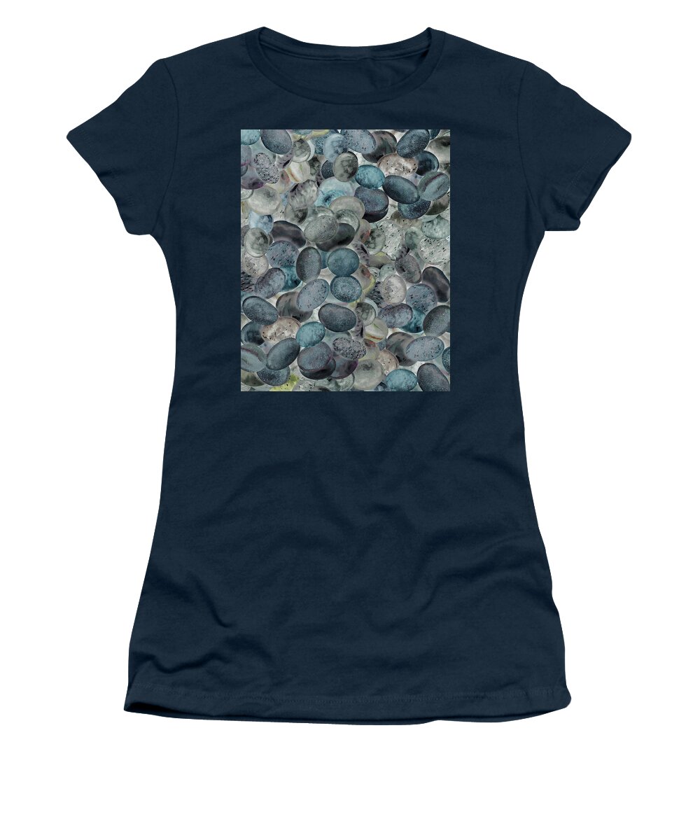 Beach Rocks Women's T-Shirt featuring the painting Teal Beach Rocks Collection Watercolor I by Irina Sztukowski