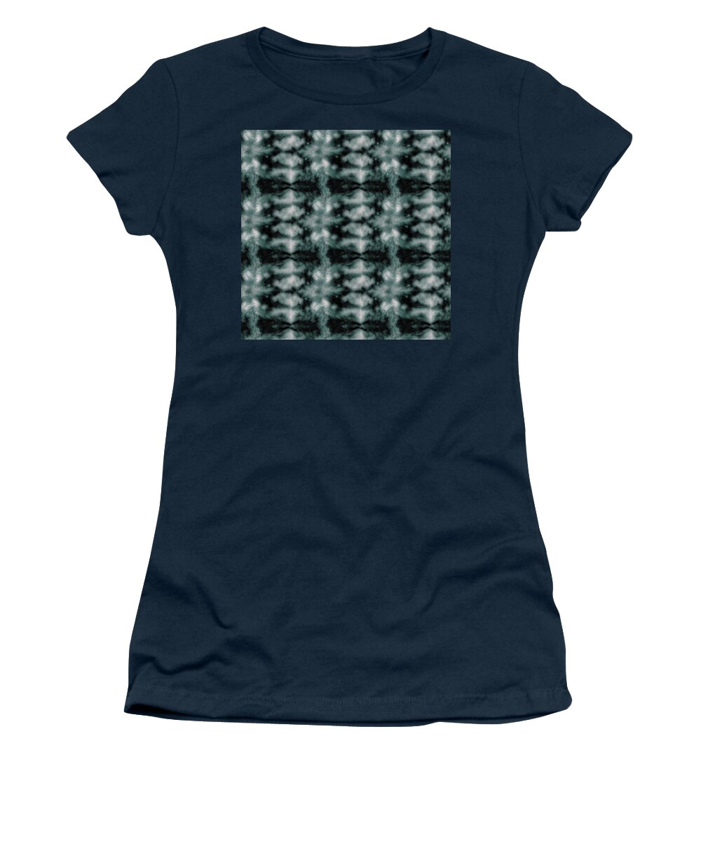 Shibori Women's T-Shirt featuring the digital art Teal Shibori Dyed Pattern by Sand And Chi