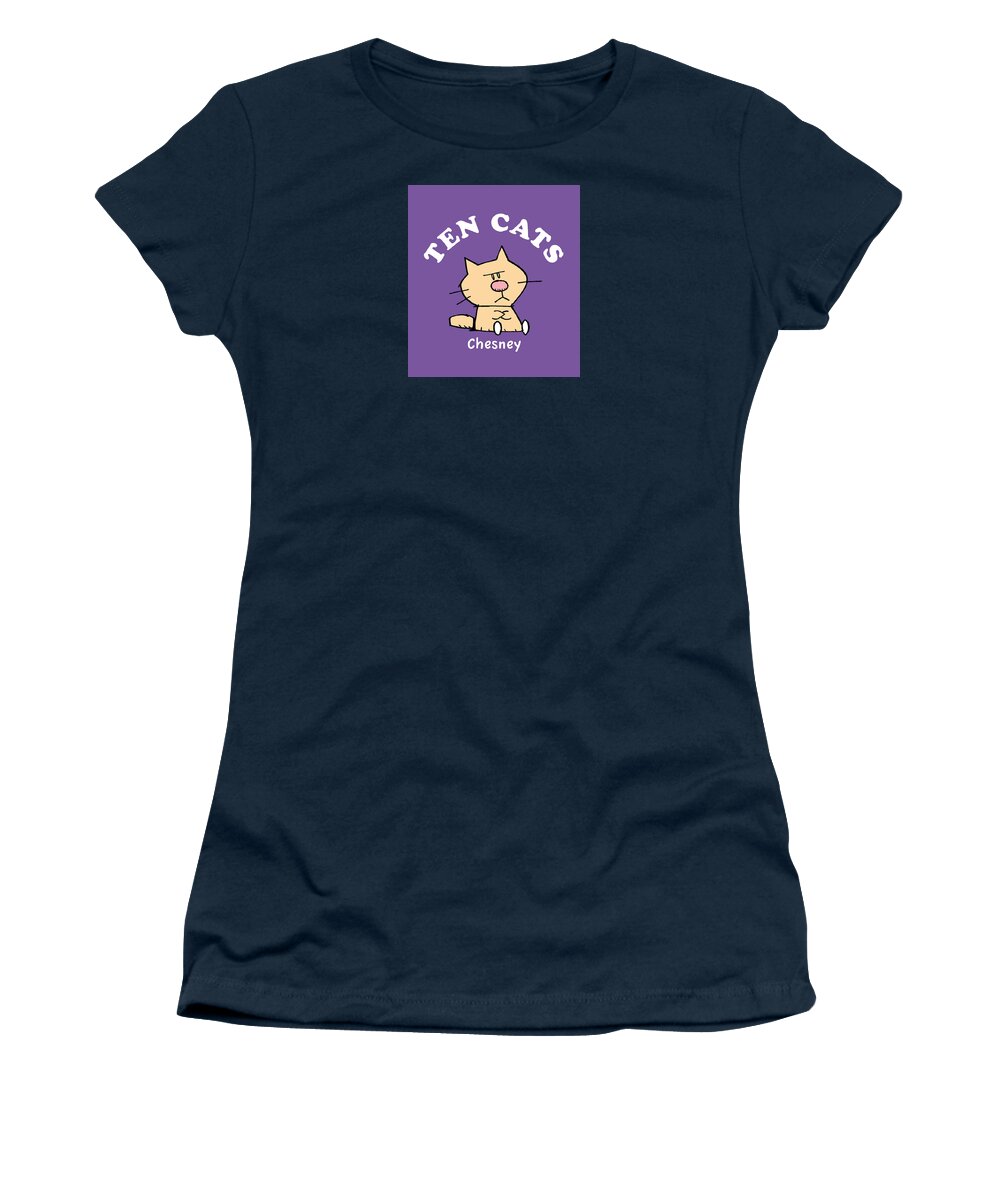 Ten Cats Women's T-Shirt featuring the drawing Ten Cats - Chesney by Graham Harrop