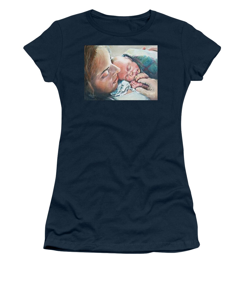Mother Women's T-Shirt featuring the painting Tender Moment by Merana Cadorette