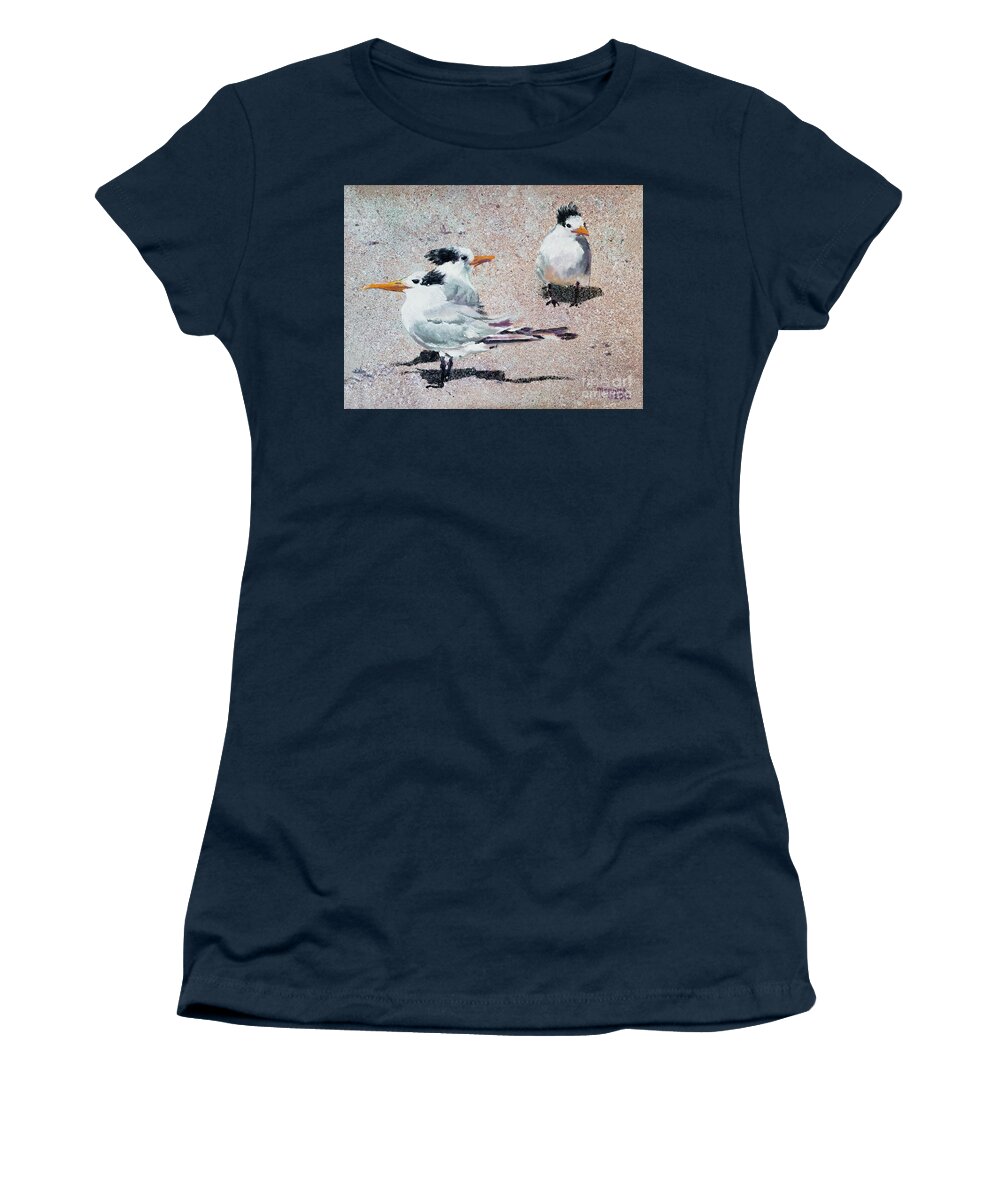 Tern Women's T-Shirt featuring the painting Tern Trio by Merana Cadorette